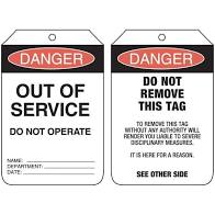 OUT OF SERVICE - DO NOT OPERATE TAGS PK 100